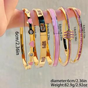 <span class=keywords><strong>2025</strong></span> Không Thấm Nước Thép Không Gỉ Bangle <span class=keywords><strong>Set</strong></span> Màu Hồng Nhỏ Giọt Dầu Trái Tim Nhỏ Giọt Kim Cương Cát Hình Học Thiết Kế Thời Trang Đồ Trang Sức - Product Image 2