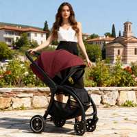Poussette bébé pliable légère et portable 3 en 1, siège réversible en aluminium pour nourrisson, pour les courses quotidiennes, les promenades en plein air