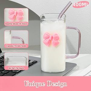 Vaso de Vidrio con Pajita al por Mayor, Gran Capacidad, Bonito Asa, de Borosilicato, Ecológico, Reutilizable, Apto para Lavavajillas, Regalo Empresarial - Product Image 3