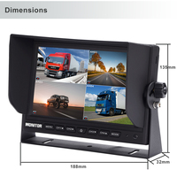 Monitor Cuádruple de 4 Canales con DVR Integrado, Compatible con Cámaras AHD de 720P o 1080P