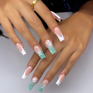 Faux ongles de luxe en gros, longs, en forme d'amande, à presser, motifs capsules roses français personnalisés, différentes tailles, étiquette privée - Product Image 2
