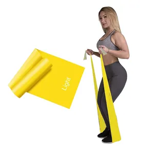 Yellow TPE Strips Exercise Band Physiotherapy Strength Training Yoga Pilates Stretching Elastic Resistance for Home Gym Workout