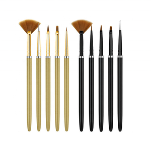 Stylo de dessin de peinture en gel de nylon avec logo personnalisé Stylo de sculpture de fleurs en acier 5pcs Nail Art Pinceaux Stylo de peinture - Product Image 5