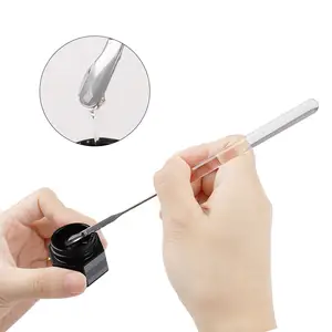 Private Label Acrylic Handle Manicure Stainless Nail Art Pusher Tool Brushes Nail Polish Gel Stainless Steel Mix Stirring Rod