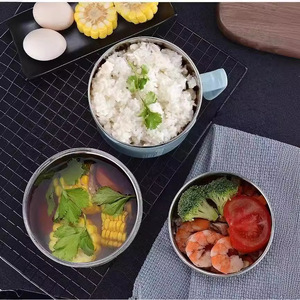 Vaso de comida de doble capa de acero inoxidable DeliciousB con tapa abatible para viajes y uso diario, disponible en verde nórdico y azul. - Product Image 5