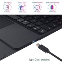 Clavier sans fil ergonomique avec étui pour iPad 9/8/7, rétroéclairage RGB USB Type-C, pavé tactile, design fin à 3 touches, réveil/veille automatique, multi-angles