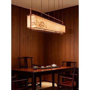 Suspension rectangulaire 120x20cm 150x20cm E27, lustre à six têtes, lampe à économie d'énergie avec interrupteur, éclairage pour maison, cuisine, bar - Product Image 4