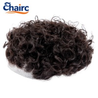 Prothèse capillaire frisée pour hommes de 25 mm, 100 % cheveux humains, facile à porter, indétectable, ligne de cheveux naturelle, légère, usage quotidien, vente en gros