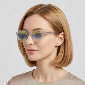 Lunettes de soleil rectangulaires transparentes à monture complète, verres miroir dégradés, protection solaire élégante pour femmes, adultes - Product Image 1