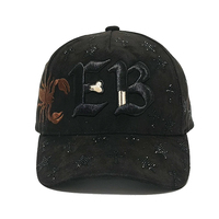 5-delige suède baseballcap op maat gemaakt met diamanten borduurwerk, hoogwaardige heren hiphop pet, aanpasbaar logo, rechtstreeks uit de fabriek