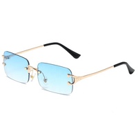 Nouvelles Lunettes de Soleil Rectangulaires Teintées Sans Monture à Diamants Taillés, Style Luxe, pour Hommes et Femmes, Collection Été