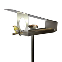 JH-Mech Surface extérieure Décoration de jardin contre la pluie et la neige Mangeoire à oiseaux suspendue en acier inoxydable avec support