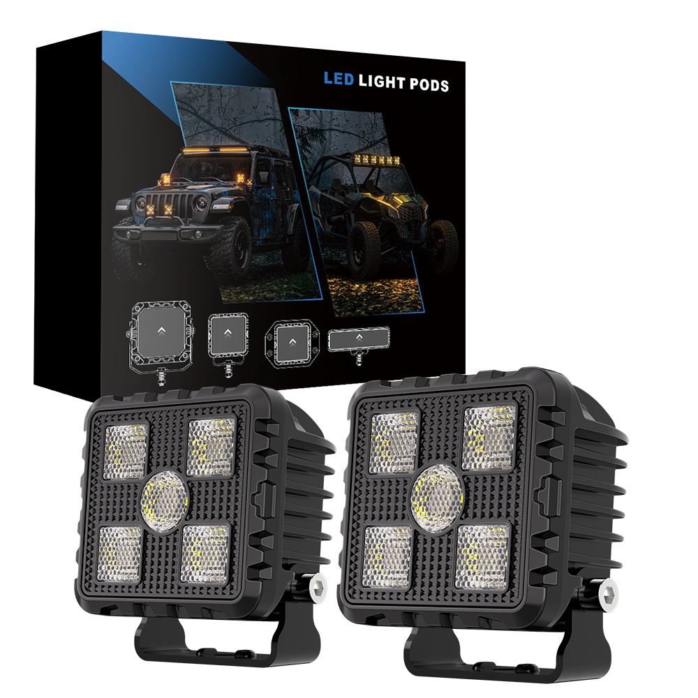 DXZ New 3Inch Square LED Work Light Driving Floodlight for Engineering Vehicle Off-Road Fog Light and Truck Warning Light