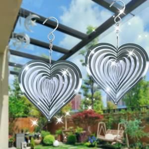 Aangepaste Hoge Kwaliteit Custom Roterende Metalen Roestvrij Staal <span class=keywords><strong>Wind</strong></span> <span class=keywords><strong>Spinner</strong></span> Voor Tuin Decor Zilver Hart - Product Image 2