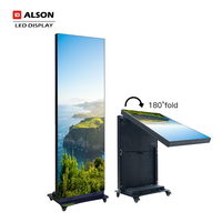 ALSON LED 180 °   Afficheur LED pliable sur pied avec roulettes P1.25-P2.5 pour la publicité mobile et les expositions