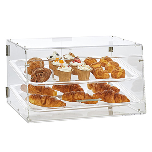Vitrina acrílica para panadería, caja de repostería de encimera de 2 capas con puerta trasera magnética para pan, pastel, galleta, tienda de donuts, venta al por mayor - Product Image 1