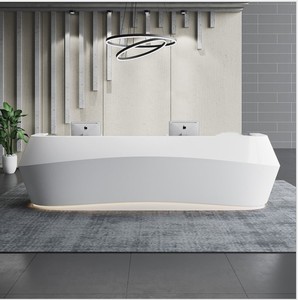 Carrara Marbleสีขาวแผนกต้อนรับตารางด้านหน้าเคาน์เตอร์สแตนเลสฟุตบาร์แผนกต้อนรับ - Product Image 1