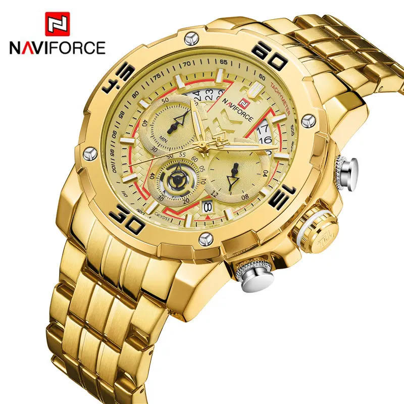 NAVIFORCE Mens Watches Sport Chronograph Luxury Black Watch Men Quartz Wristwatch Date Waterproof Clock Relogio Masculino