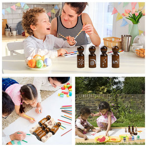 Muñecos de Madera con Serigrafía, Acabado Natural, Ecológicos, Decoración para Habitación Infantil, Decoración del Hogar, Regalo - Product Image 4