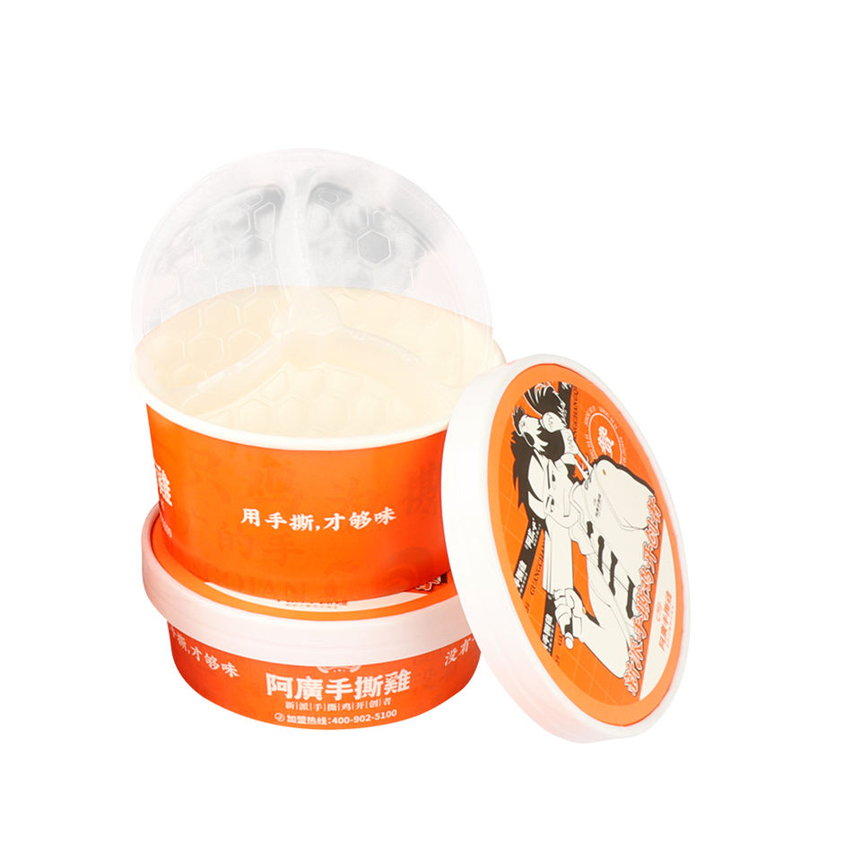 Disposable Custom Logo Printing Food Packing Container Salad Bowls Kraft Paper Bowl With Plastic Lid From ManufacturerPopular