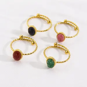 High Quality Jewelry Rings 18 K Gold Plated single gemstone diamond ring stainless steel rings