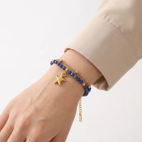 Bracelet Rétro en Pierre Naturelle et Acier Inoxydable avec Perles, Idéal pour les Sorties Décontractées du Week-end, Bijou de Poignet Superposable pour Femme, Cadeau