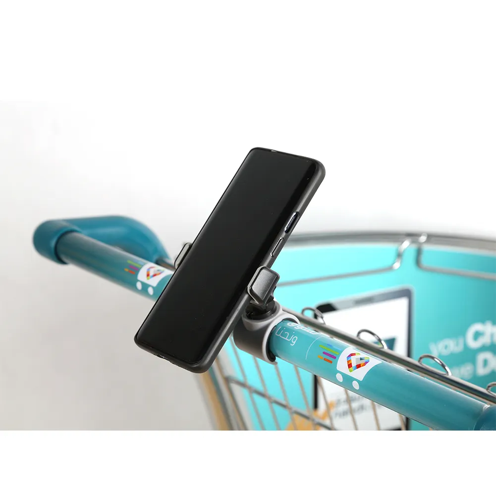 adjustable rubber mobile cellphone holder for supermarket shopping trolley cart handle