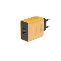 Adaptador de Corriente USB C de Alta Calidad con Enchufe para Reino Unido, UE y EE. UU., 38 W, Cargador Rápido con 1 Puerto USB C + 1 Puerto USB A y Cable Tipo C