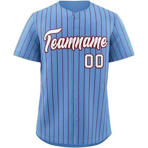 Camiseta de béisbol personalizada con rayas, botones, nombre y número cosidos, unisex, para adultos y jóvenes, que absorbe la humedad - Product Image 1
