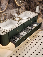 Meuble-lavabo mural de luxe léger français, série verte rétro, haut de gamme, haute qualité, pour villa
