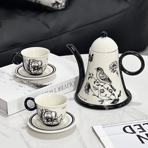 Hot Sale Porcelain Coffee and <b>Tea</b> <b>Set</b> Ceramic Espresso Coffee Cup and Saucer <b>Set</b> Retro <b>Tea</b> Pot <b>Set</b> - Product Image 6