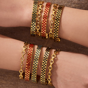 Bracelet en zircon plaqué or 18 carats, bracelet élégant en émail, bijoux en or de qualité supérieure pour femmes - Product Image 2
