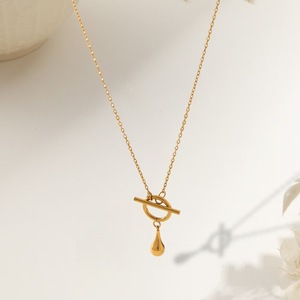 Collar de Moda con Colgante de Gota para Mujer, Joyería de Acero Inoxidable, Chapado en Oro de 18K, Cadena INSY Lockbone - Product Image 5