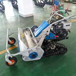 Cortadora de Césped Manual con Orugas de Goma y Ruedas Universales, Motor Rojo, Máquina Cortadora de Césped - Product Image 4