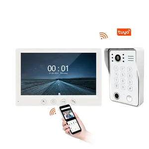 Bel pintu Video ponsel 7 inci, Monitor LCD bening dengan kabel Video interkom untuk apartemen dan vila, mendukung pemantauan