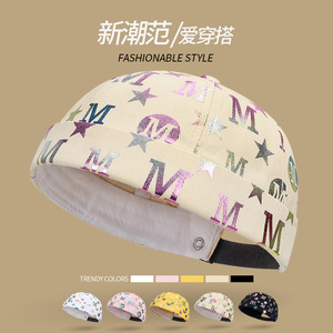 Landlord Hat Canvas Breathable Sun Protection Unisex Four Seasons Beige Star M Pattern - Product Image 3
