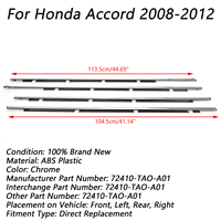 4 pièces Chrome Weatherstrip fenêtre moulage garniture joint ceinture pour Honda Accord 2008-2012