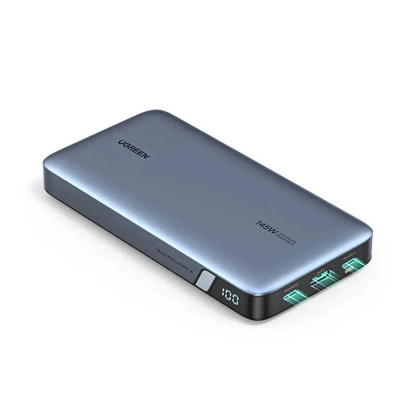 UGREEN 145W 전원 은행 25000mAh 휴대용 충전기 USB C 3 포트 PD3.0 배터리 팩 디지털 디스플레이 65W 고속 충전