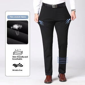 <span class=keywords><strong>Pantalon</strong></span> habillé décontracté pour homme, coupe droite, taille haute, infroissable, coupe classique, vente en gros 2026 - Product Image 3