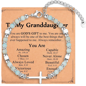 Pulsera de cuentas de piedra natural de 6 mm con cruz religiosa de amazonita y acero inoxidable, regalo de joyería para mujer ManChao - Product Image 1