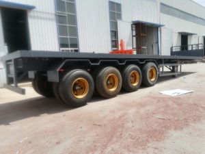<span class=keywords><strong>Remolque</strong></span> de Carga de Plataforma Plana de 4 Ejes, Nuevo y Usado, para Contenedores de 20 y 40 Pies, con Panel Protector Frontal y Cabecera - Product Image 3
