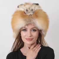 Nouveaux chapeaux chauds élégants pour femmes chapeau haut de forme en fourrure de renard naturel vraie fourrure à la mode queue moelleuse chapeaux d'hiver