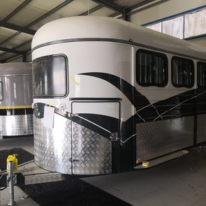 HERUI 3-Angle Horses Load Semi-<b>Trailer</b> with Double Axle Electric Brakes 4T Capacity Deluxe Horse Float Cart & Living Quarter <b>Box</b> - Product Image 6