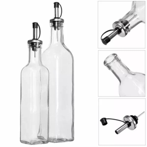 Botella de condimentos de 16 Oz, 500ml, cuadrada, de vidrio, vinagre, con vertedor, en la cocina - Product Image 3