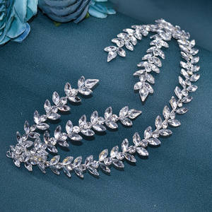 Diadema de novia americana europea, banda para el pelo con diamantes de imitación para fiestas de boda, accesorios para el cabello con forma hueca, sin presión - Product Image 4