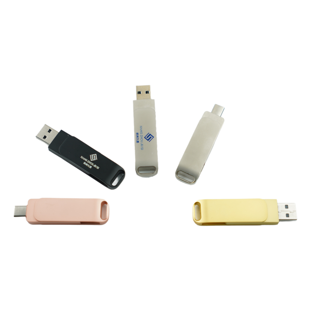 Wholesale High Speed USB 3.0 SSD Flash Drive Type-C Dual Metal Rotating U Disk Custom Colors Logo for Business Promotions