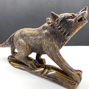 <span class=keywords><strong>Loup</strong></span> en cristal sculpté à la main en <span class=keywords><strong>oeil</strong></span> de tigre de qualité supérieure - Product Image 2