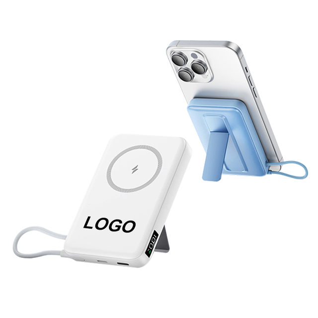 Factory Direct Magnetic Power Bank 10000mAh Built Cable Fast Charging Foldable Stand Power Station Wireless Charging MOQ 500 Pcs