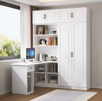 Armoire et bureau multifonctionnels modernes en bois massif, combinaison de bureau d'angle pour ordinateur