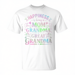 Le bonheur est d'être maman, grand-mère, arrière-grand-mère, t-shirt à manches courtes, col rond, unisexe, pour adultes, pour réunion de famille, fête - Product Image 2